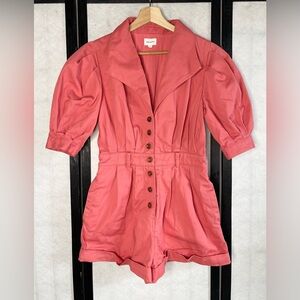 Song of style Coral Button Front Romper. S